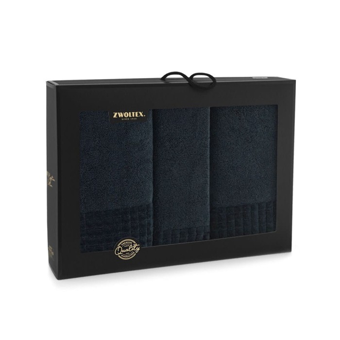 31048Komplet ręczników w pudełku 3 szt Paulo 3 AB Czarny-K74-5992 ręczniki 30x50 50x100 70x140-1