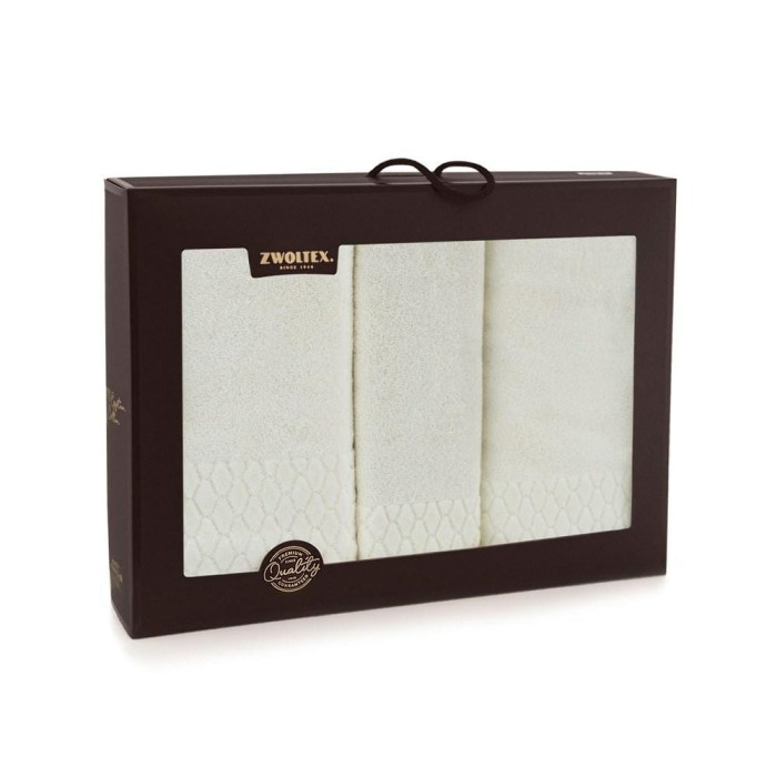 31059Komplet ręczników w pudełku 3 szt Carlo AB Kremowy-5723 ręczniki 30x50 50x100 70x140-1