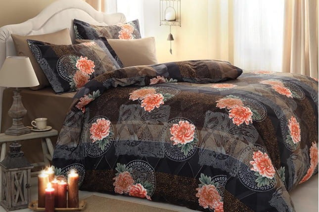 Pościel satynowa 200x220 Sarev Rame V1 komplet 6-częściowy