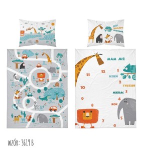 Pościel bawełniana 100x135 Zwierzaki 3619 mam już dzień tydzień miesiąc rok Kids