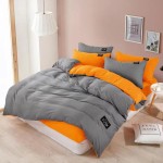 Pościel Dwustronna Elena 356 200x220 4 części szara pomarańczowa