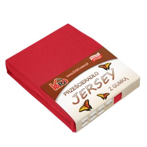 Prześcieradło jersey z gumką 160x200 czerwone P24-160 grube