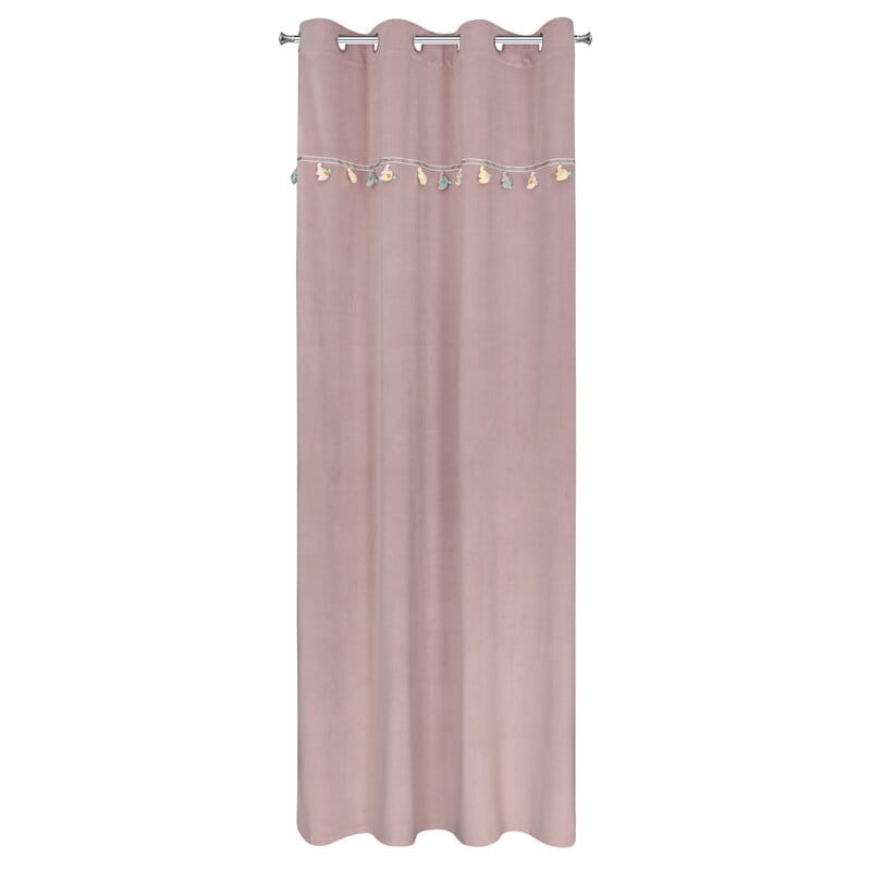 Zasłona 140x250 Kids pudrowa z kolorową aplikacją dla dzieci gotowa na przelotkach Eurofirany-2