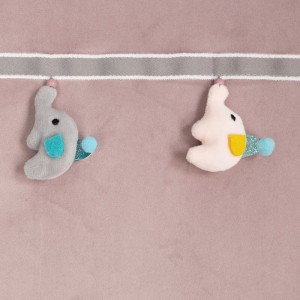 Zasłona 140x250 Kids pudrowa z kolorową aplikacją dla dzieci gotowa na przelotkach Eurofirany-3