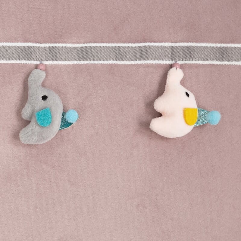 Zasłona 140x250 Kids pudrowa z kolorową aplikacją dla dzieci gotowa na przelotkach Eurofirany-3