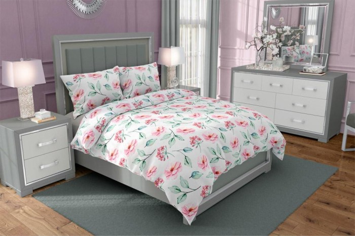 Pościel bawełniana 220x200 Eufloria 012 kwiaty dwustronna-1