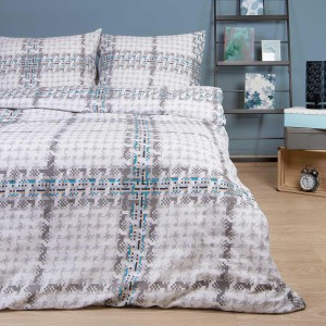 31675Pościel bawełniana 160x200 szara krata pepitka 71470/1 Cottonlove 6-1