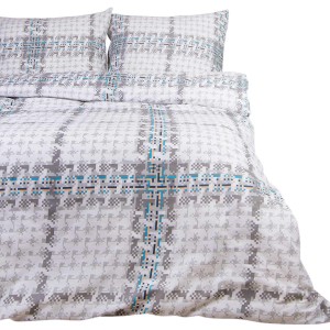 31675Pościel bawełniana 160x200 szara krata pepitka 71470/1 Cottonlove 6-2
