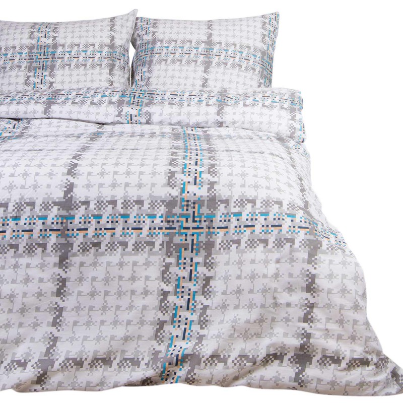 31675Pościel bawełniana 160x200 szara krata pepitka 71470/1 Cottonlove 6-2