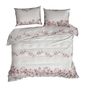 31880Pościel bawełniana 220x200 Sara 09 beżowa czerwona kwiatki Eurofirany-2