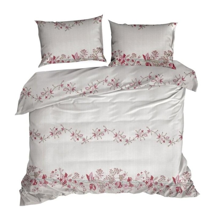 31880Pościel bawełniana 220x200 Sara 09 beżowa czerwona kwiatki Eurofirany-2