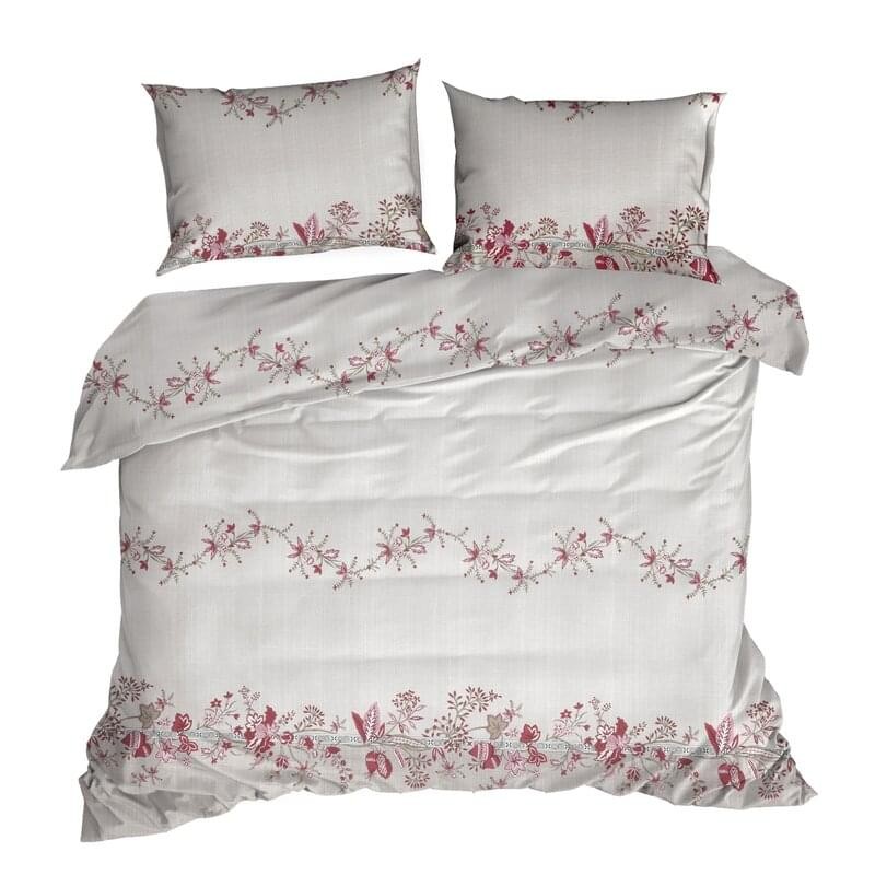 31880Pościel bawełniana 220x200 Sara 09 beżowa czerwona kwiatki Eurofirany-2