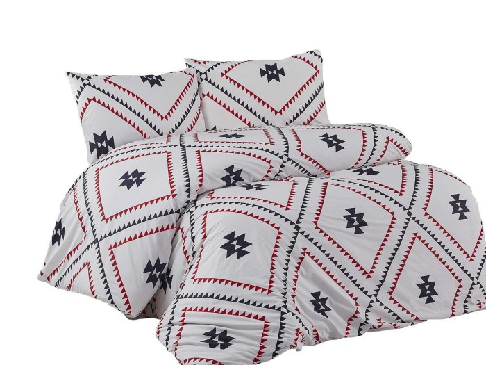 31913Pościel bawełniana 160x200 Kilim biała czerwona czarna geometria Exclusive 2-2