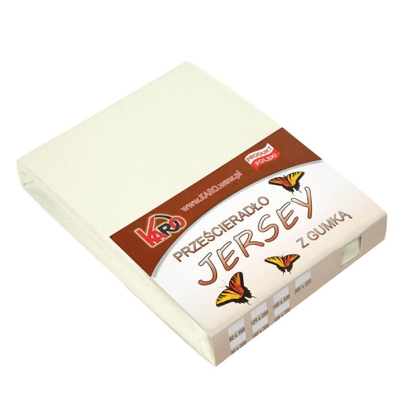 Prześcieradło z gumką jersey 180x200 ekri P05-180 grube 150g/m2