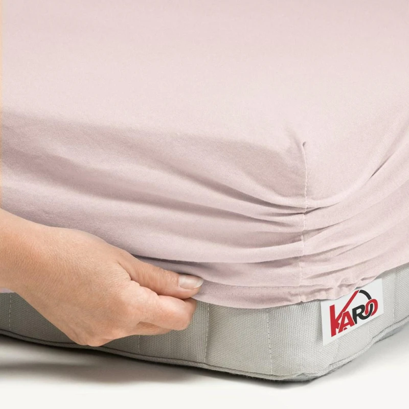 Prześcieradło jersey z gumką 180x200 różowe pudrowe grube P64-180 150g/m2-2