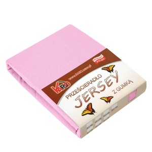 Prześcieradło jersey z gumką 180x200 różowe jasne grube P18-180 150g/m2-1