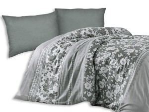 32250Pościel satynowa 160x200 Alura 2 kwiaty szara biała Exclusive-2