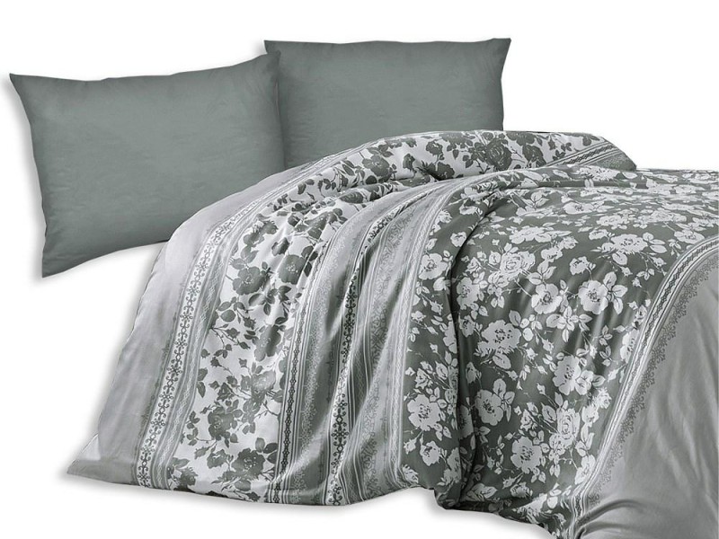 32250Pościel satynowa 160x200 Alura 2 kwiaty szara biała Exclusive-2