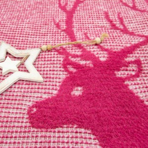 Koc bawełniany akrylowy 150x200 Świąteczny bordowy renifery 16675A -5