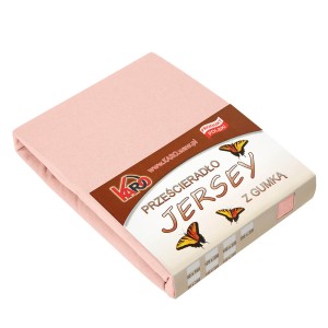 32310Prześcieradło jersey z gumką 90x200 łososiowe 006 grube 150g/m2 KARO-1