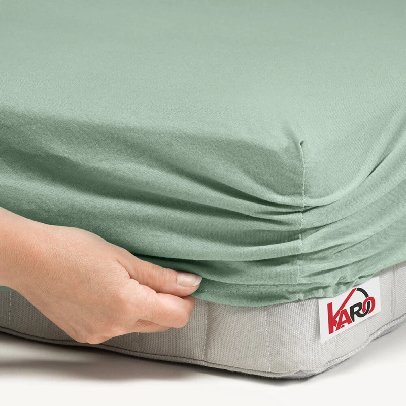 32313Prześcieradło jersey z gumką 90x200 oliwkowe 013 grube 150g/m2 KARO-2
