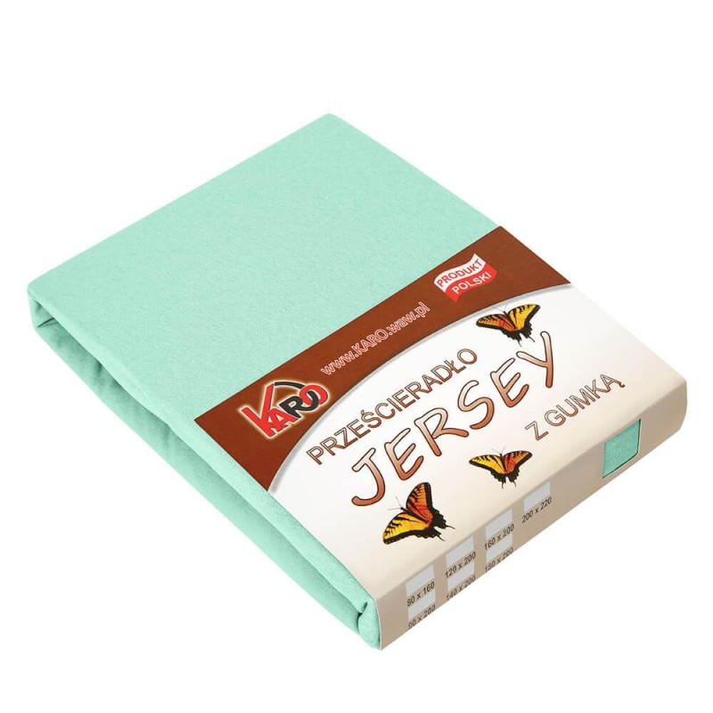 32314Prześcieradło jersey z gumką 90x200 pistacjowe 014 grube 150g/m2 KARO-1