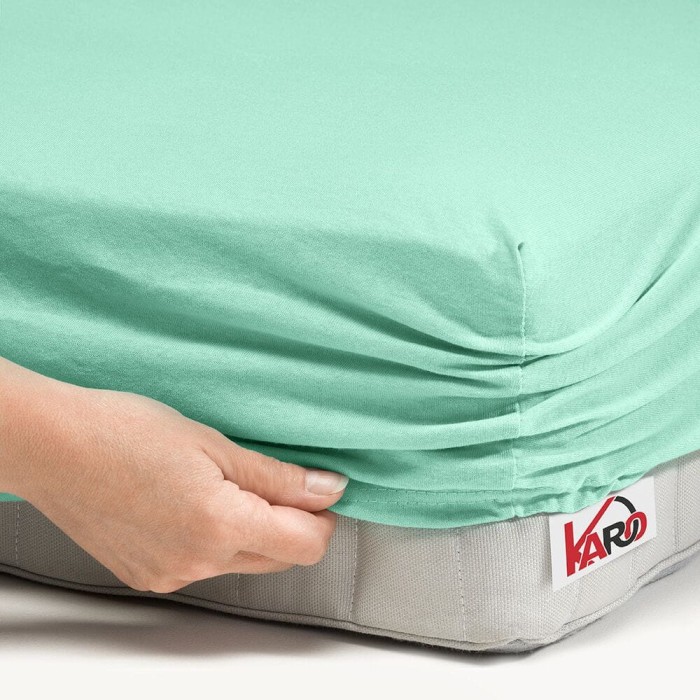 32314Prześcieradło jersey z gumką 90x200 pistacjowe 014 grube 150g/m2 KARO-2