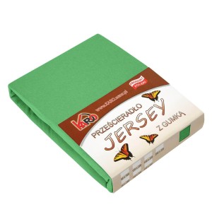 32315Prześcieradło jersey z gumką 90x200 zielone groszkowe 015 grube 150g/m2 KARO-1