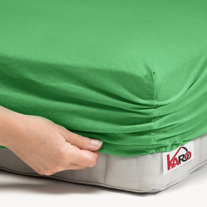 32315Prześcieradło jersey z gumką 90x200 zielone groszkowe 015 grube 150g/m2 KARO-2