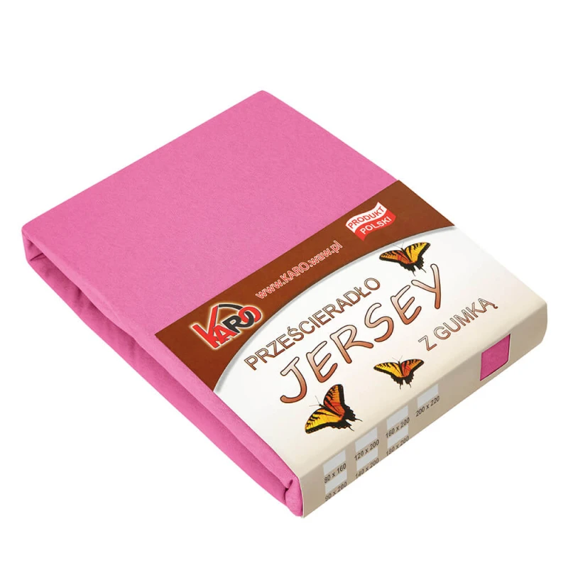 32318Prześcieradło jersey z gumką 90x200 amarantowe 021 grube 150g/m2 KARO-1