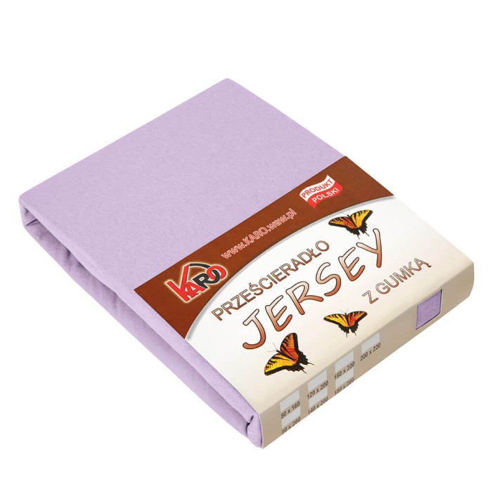 32321Prześcieradło jersey z gumką 90x200 wrzosowe 036 grube 150g/m2 KARO-1