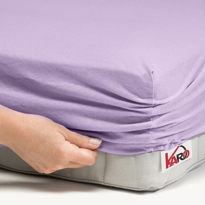 32321Prześcieradło jersey z gumką 90x200 wrzosowe 036 grube 150g/m2 KARO-2