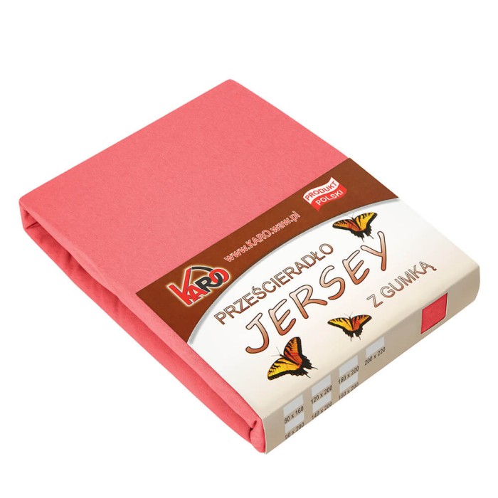 32322Prześcieradło jersey z gumką 90x200 malinowe 046 grube 150g/m2 KARO-1