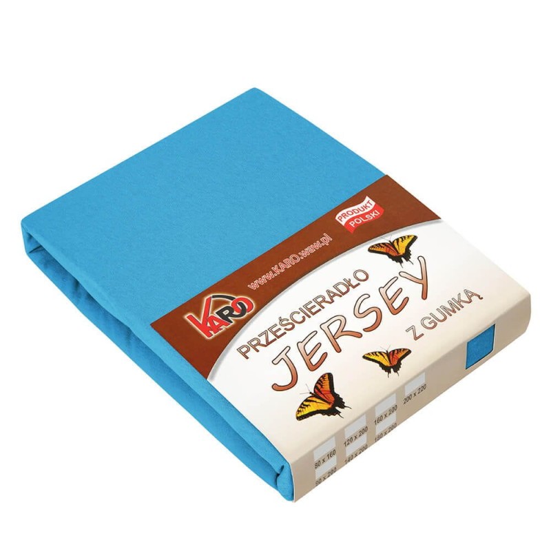 32329Prześcieradło jersey z gumką 90x200 turkusowe 080 grube 150g/m2 KARO-1
