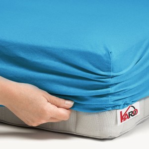 32329Prześcieradło jersey z gumką 90x200 turkusowe 080 grube 150g/m2 KARO-2