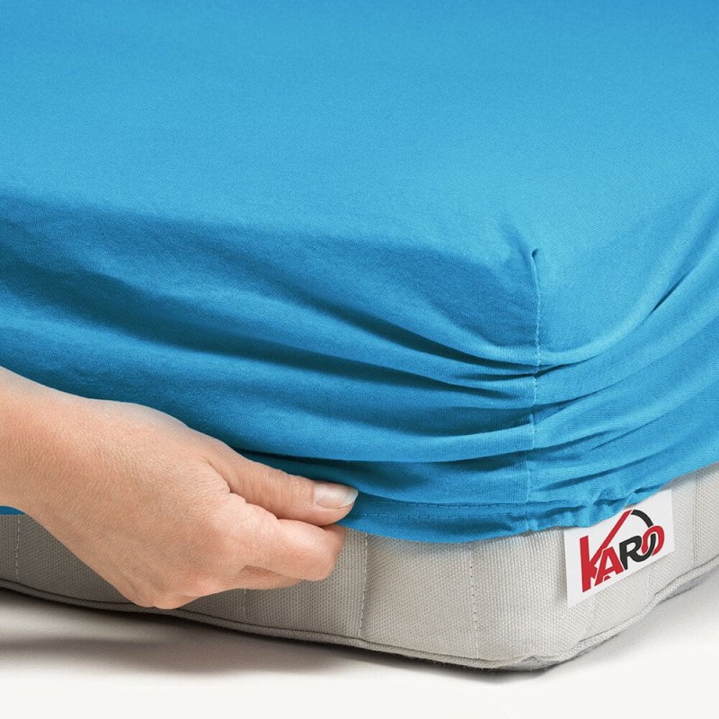 32329Prześcieradło jersey z gumką 90x200 turkusowe 080 grube 150g/m2 KARO-2