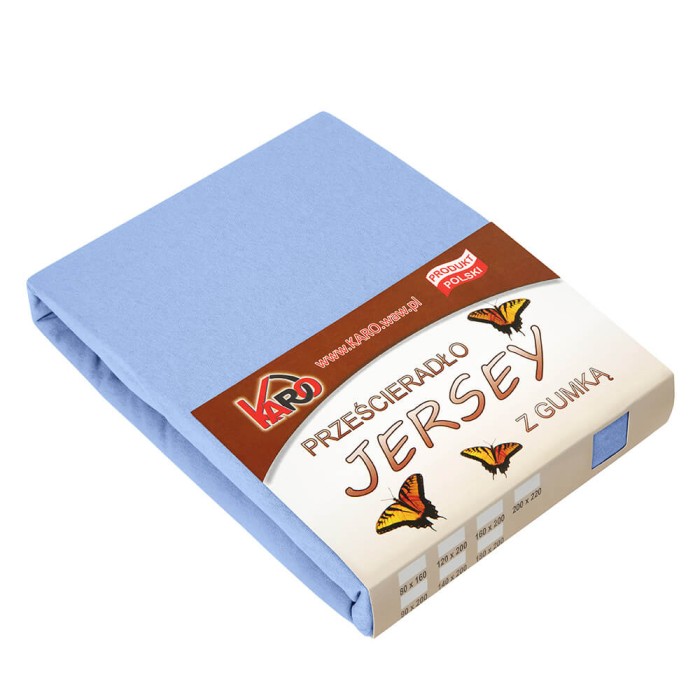 32348Prześcieradło jersey z gumką 120x200 błękitne 028 grube 150g/m2 KARO-1