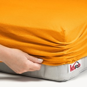 32360Prześcieradło jersey z gumką 120x200 pomarańczowe 050 grube 150g/m2 KARO-2