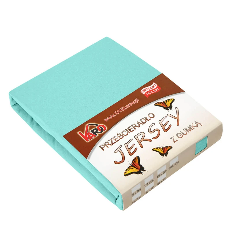 32362Prześcieradło jersey z gumką 120x200 miętowe 054 grube 150g/m2 KARO-1