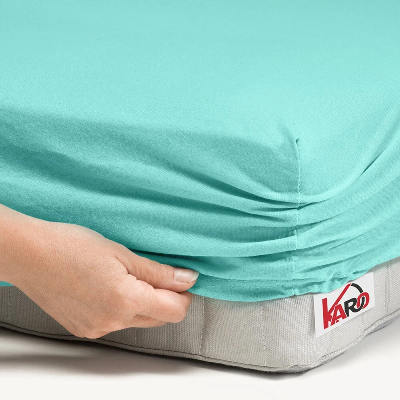 32362Prześcieradło jersey z gumką 120x200 miętowe 054 grube 150g/m2 KARO-2