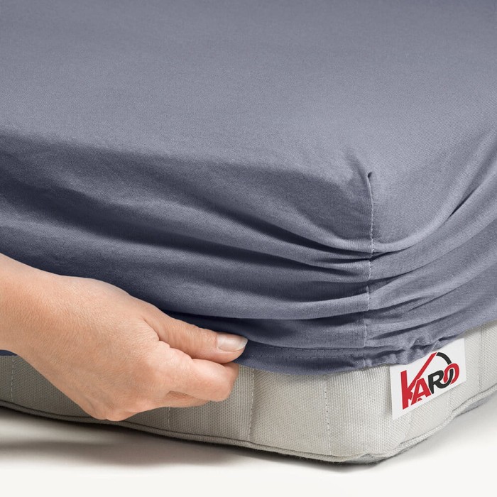 32367Prześcieradło jersey z gumką 120x200 grafitowe 070 grube 150g/m2 KARO-2