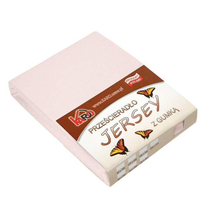 32369Prześcieradło jersey z gumką 120x200 różowe pudrowe 064 grube 150g/m2 KARO-1