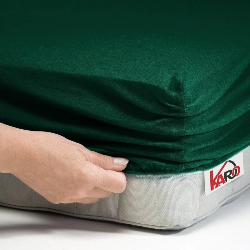 32371Prześcieradło jersey z gumką 120x200 zielone butelkowe 074 grube 150g/m2 KARO-2