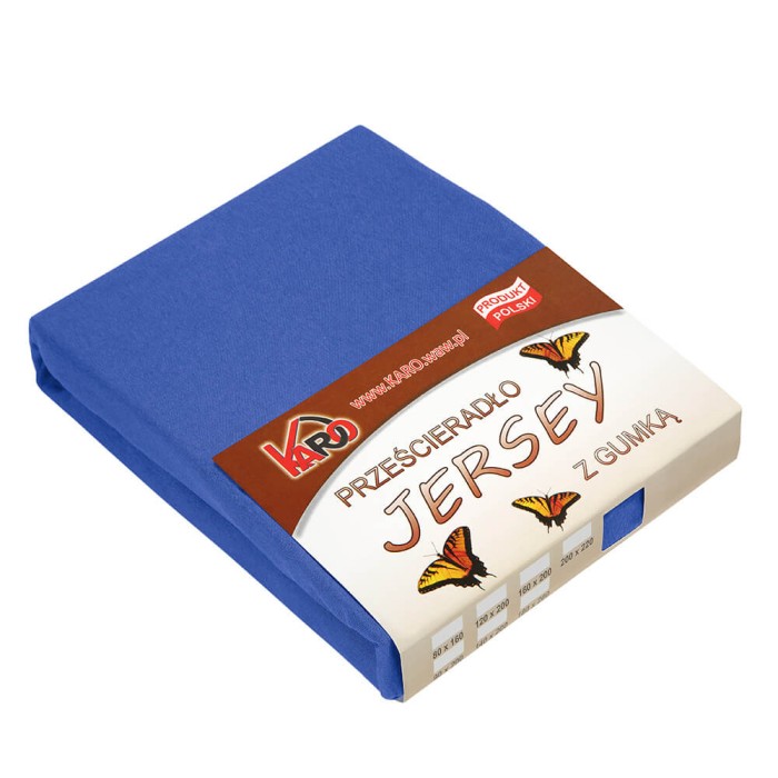 32390Prześcieradło jersey z gumką 140x200 szafirowe 029 grube 150g/m2 KARO-1