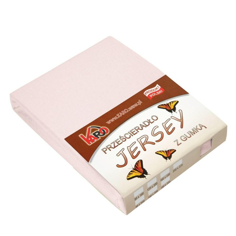 32409Prześcieradło jersey z gumką 140x200 różowe pudrowe 064 grube 150g/m2 KARO-1