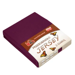Prześcieradło jersey z gumką 160x200 śliwkowe P27-160 grube 150g/m2