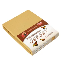 Prześcieradło jersey z gumką 160x200 musztardowe piaskowe P56-160 grube 150g/m2