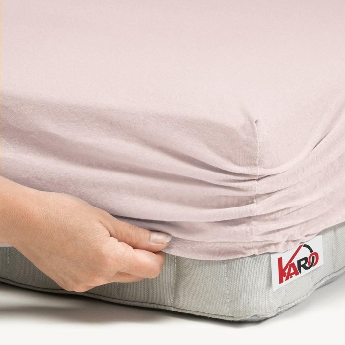 Prześcieradło jersey z gumką 160x200 różowe pudrowe P64-160 grube 150g/m2-2