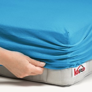 32463Prześcieradło jersey z gumką 200x220 turkusowe 080 grube 150g/m2 KARO-2