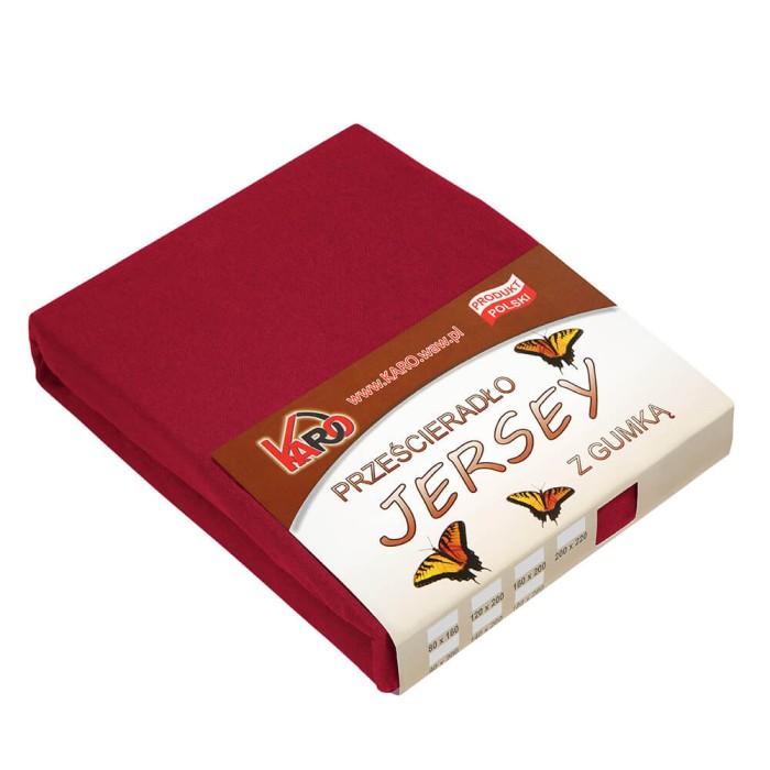 Prześcieradło z gumką jersey 140x200 bordowe P44-140